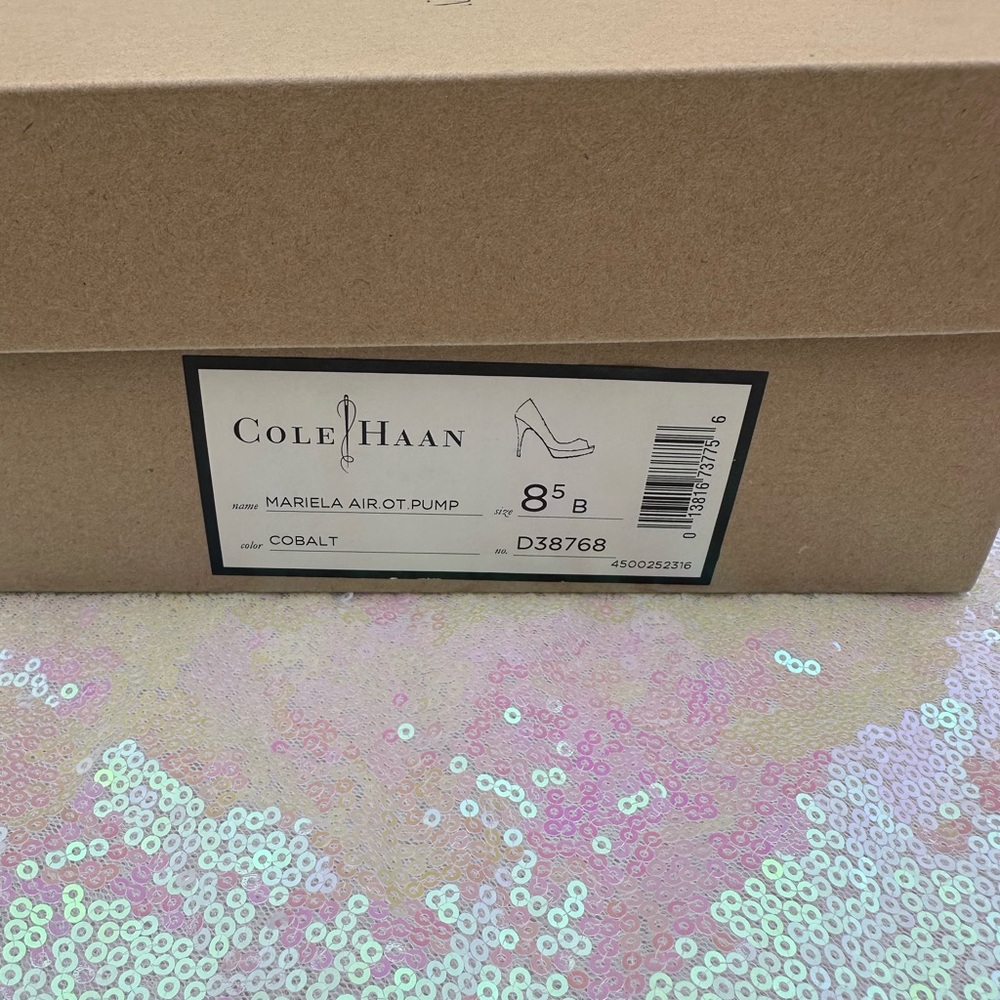 Cole Haan Women's Blue Peep Toe Heels - Picture 8 of 8